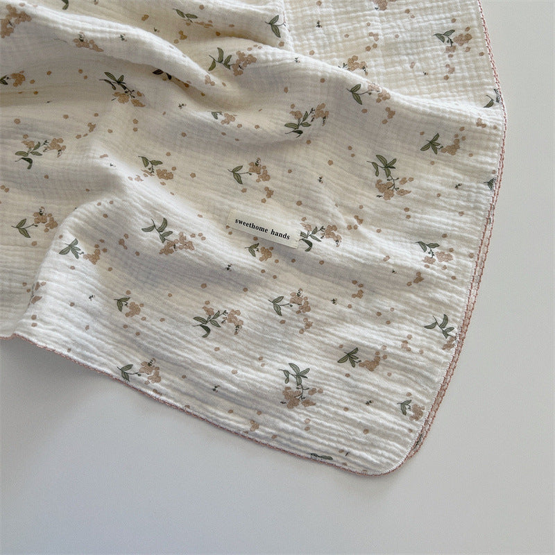 Unisex versatile muslin blanket with floral accents Bowlift