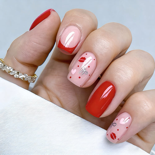 Decorative Love-Themed Press-On Nails Bowlift