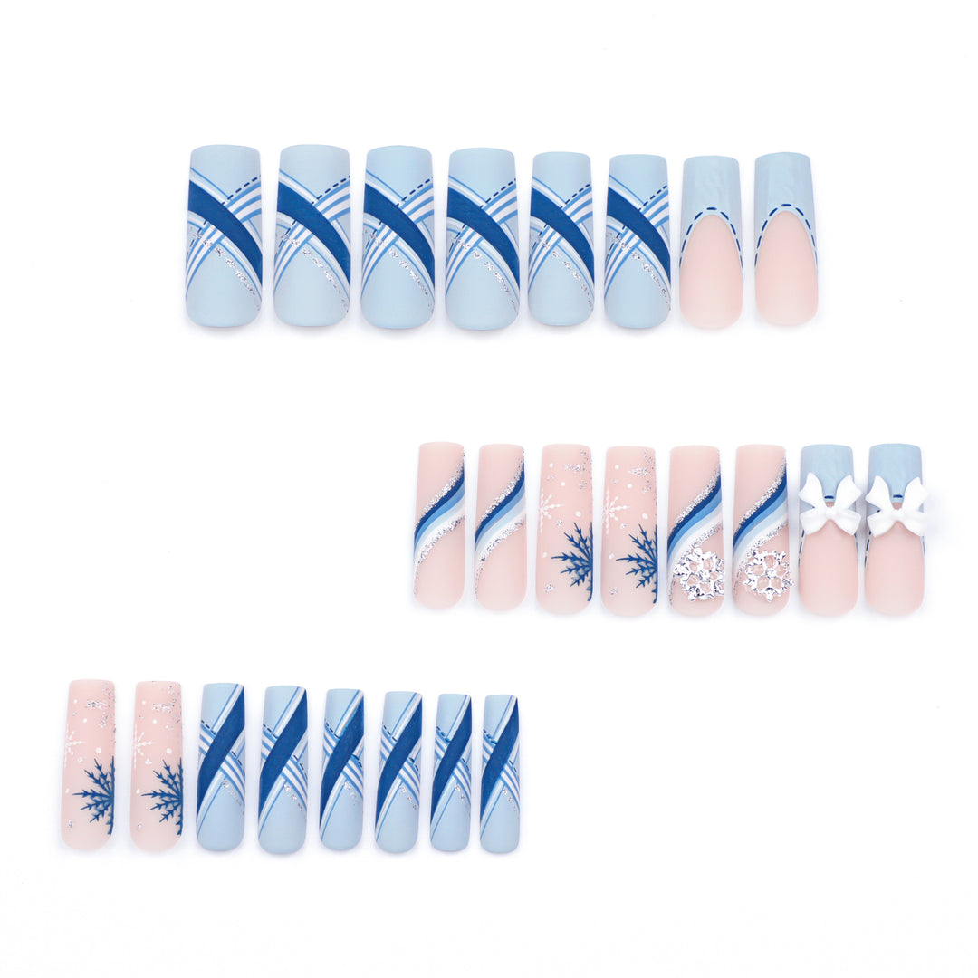 Premium Nail Extensions with Luxurious Winter Design Bowlift