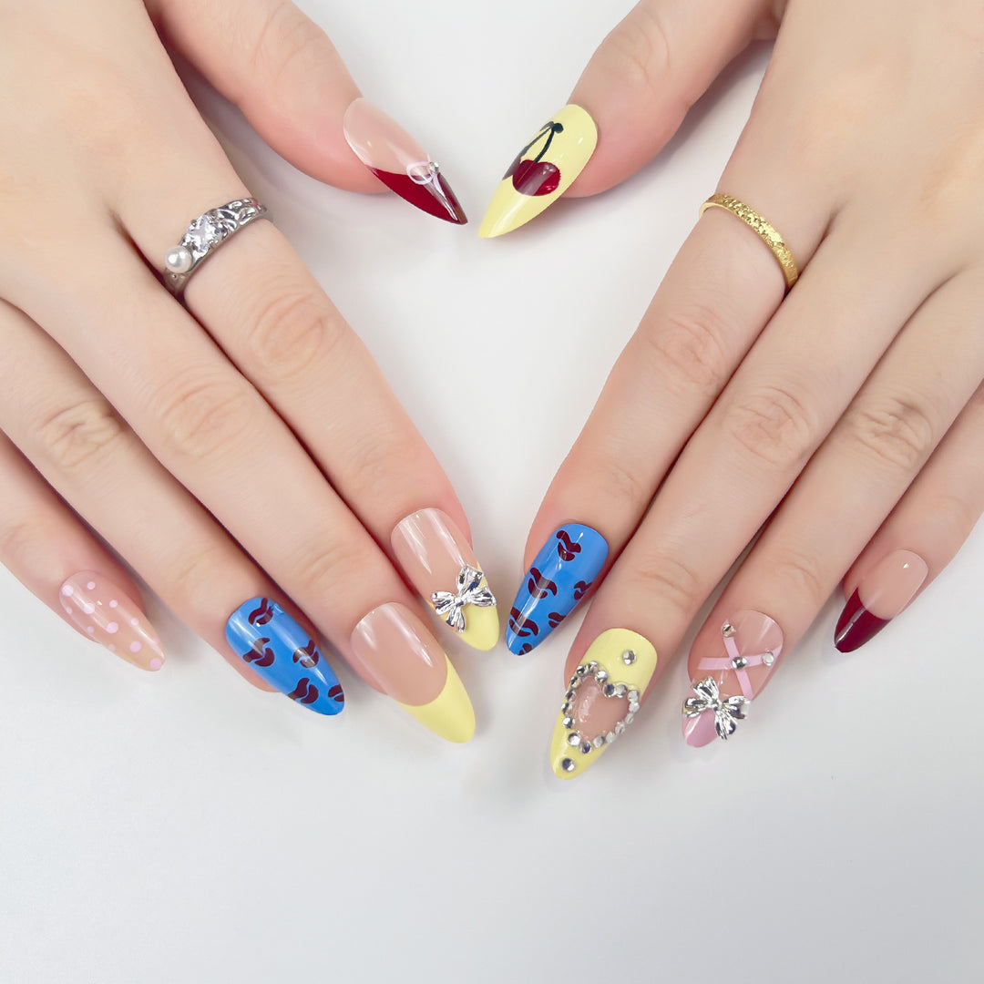Spring-like nail art with flower appliqués Bowlift