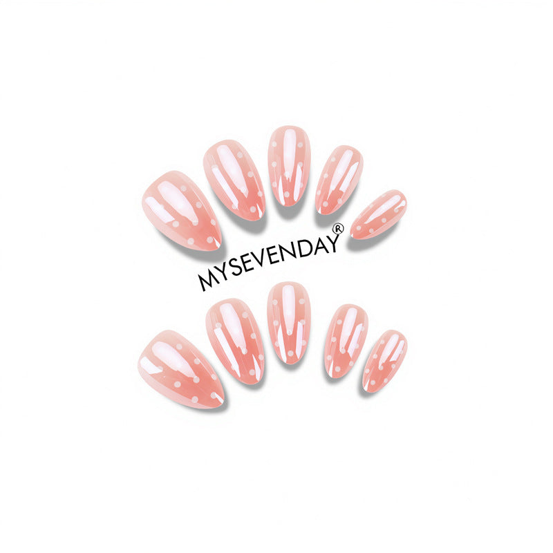 Elegant Gel Nail Art Set with Polka Dot Design Bowlift