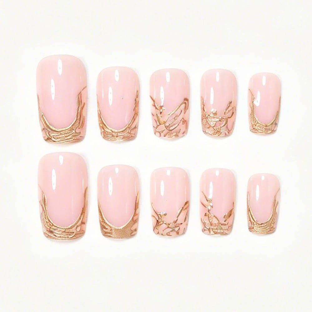 Elegant Gold Foil Acrylic Nail Art Set Bowlift