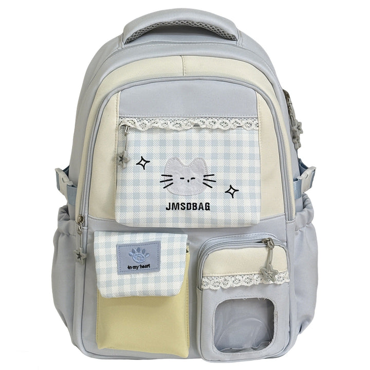 Playful Patterned Cat Design School Backpack Bowlift