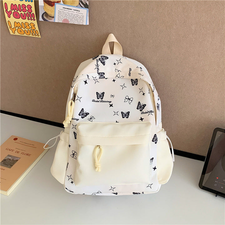 Butterfly Print Multi-Pocket Backpack