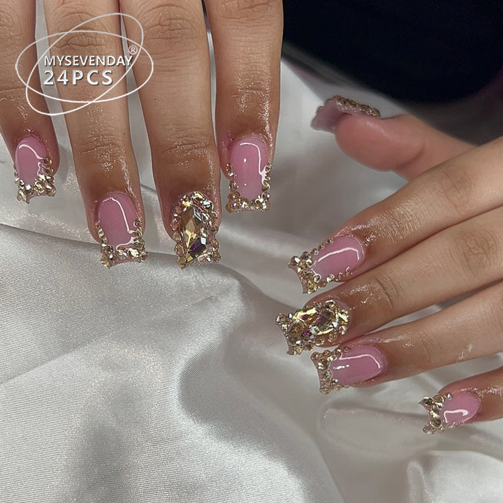Glamorous Rhinestone-Embellished Press-On Nails Bowlift