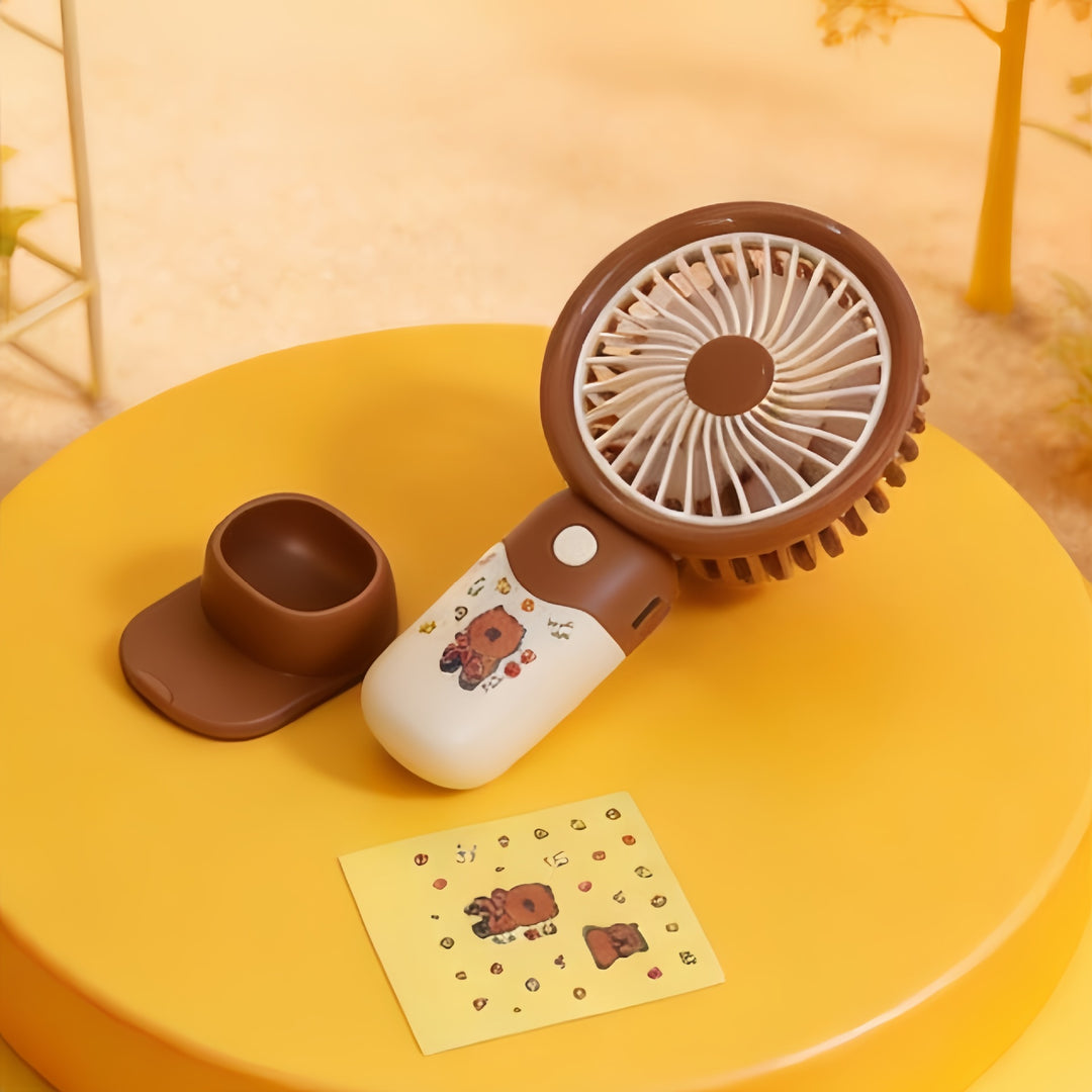 Ladies Portable Hand Fan with Cute Character Design Bowlift