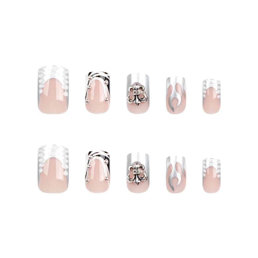 Artistic nail extensions with metallic embellishments Bowlift