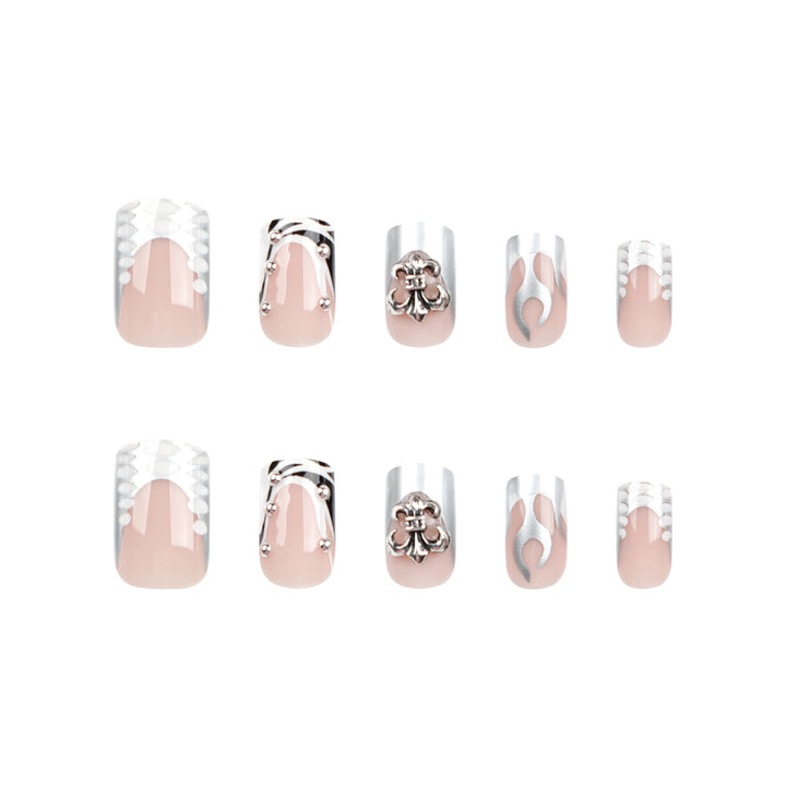 Artistic nail extensions with metallic embellishments Bowlift