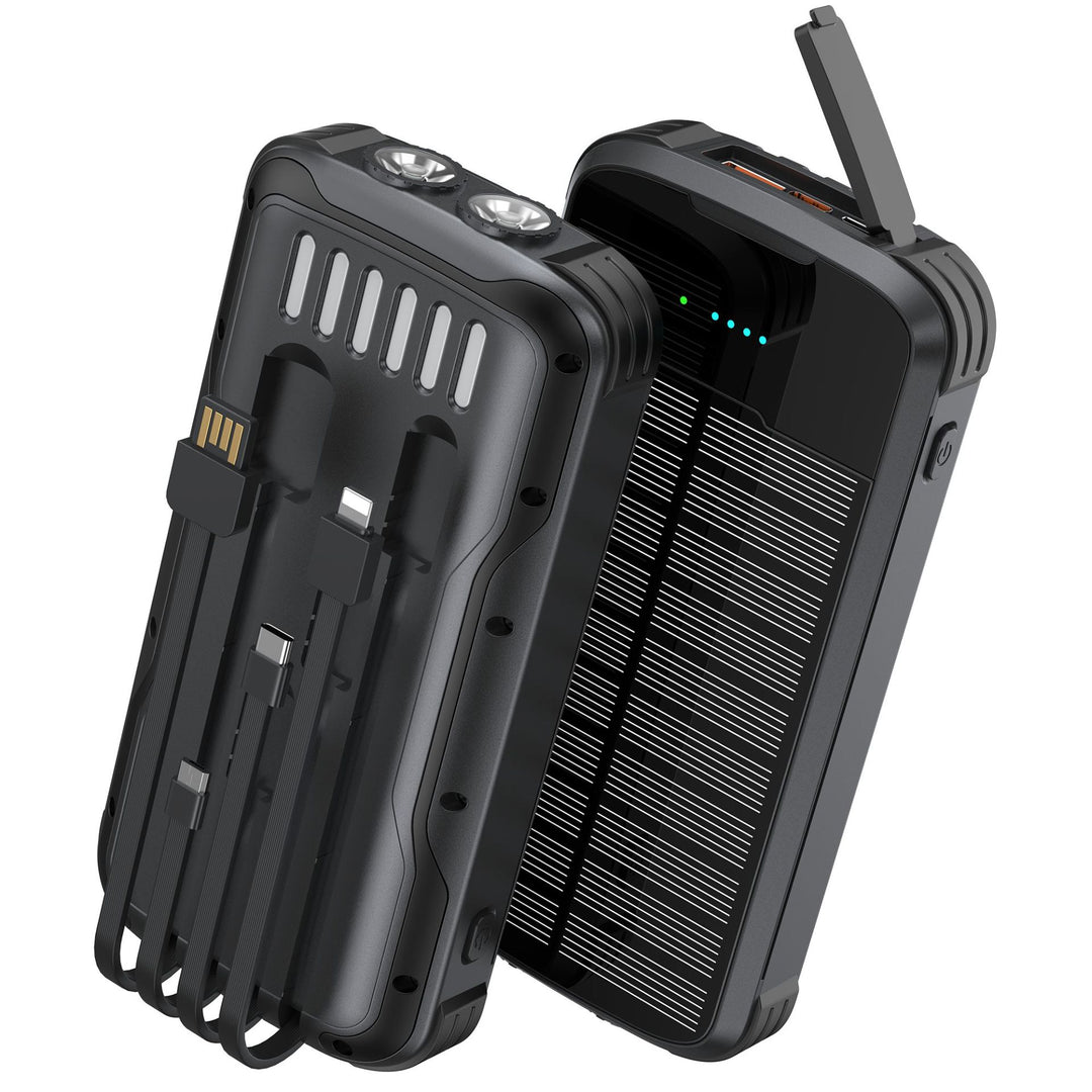 Portable solar power bank with multifunctional charging ports Bowlift