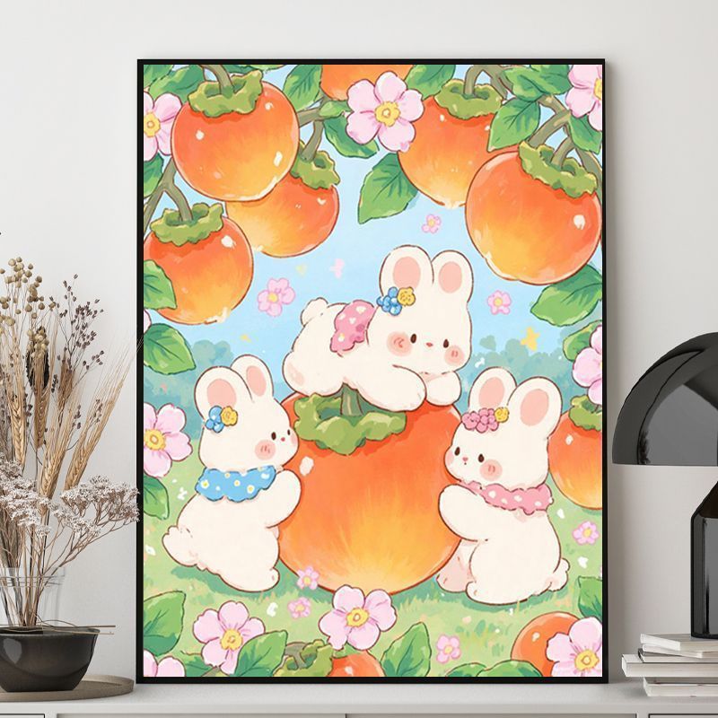 Cute Bunny-Themed Illustration Canvas Art Bowlift
