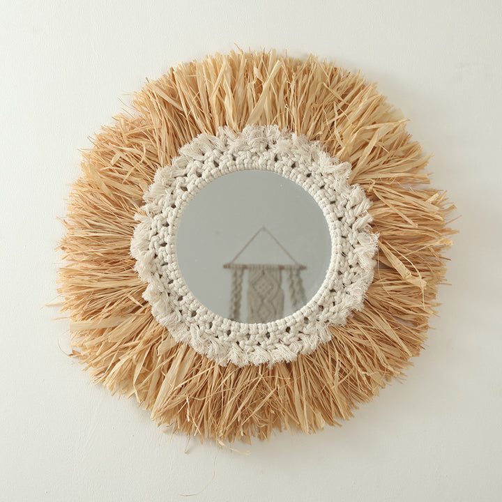 Decorative Macrame Sunburst Wall Mirror Bowlift