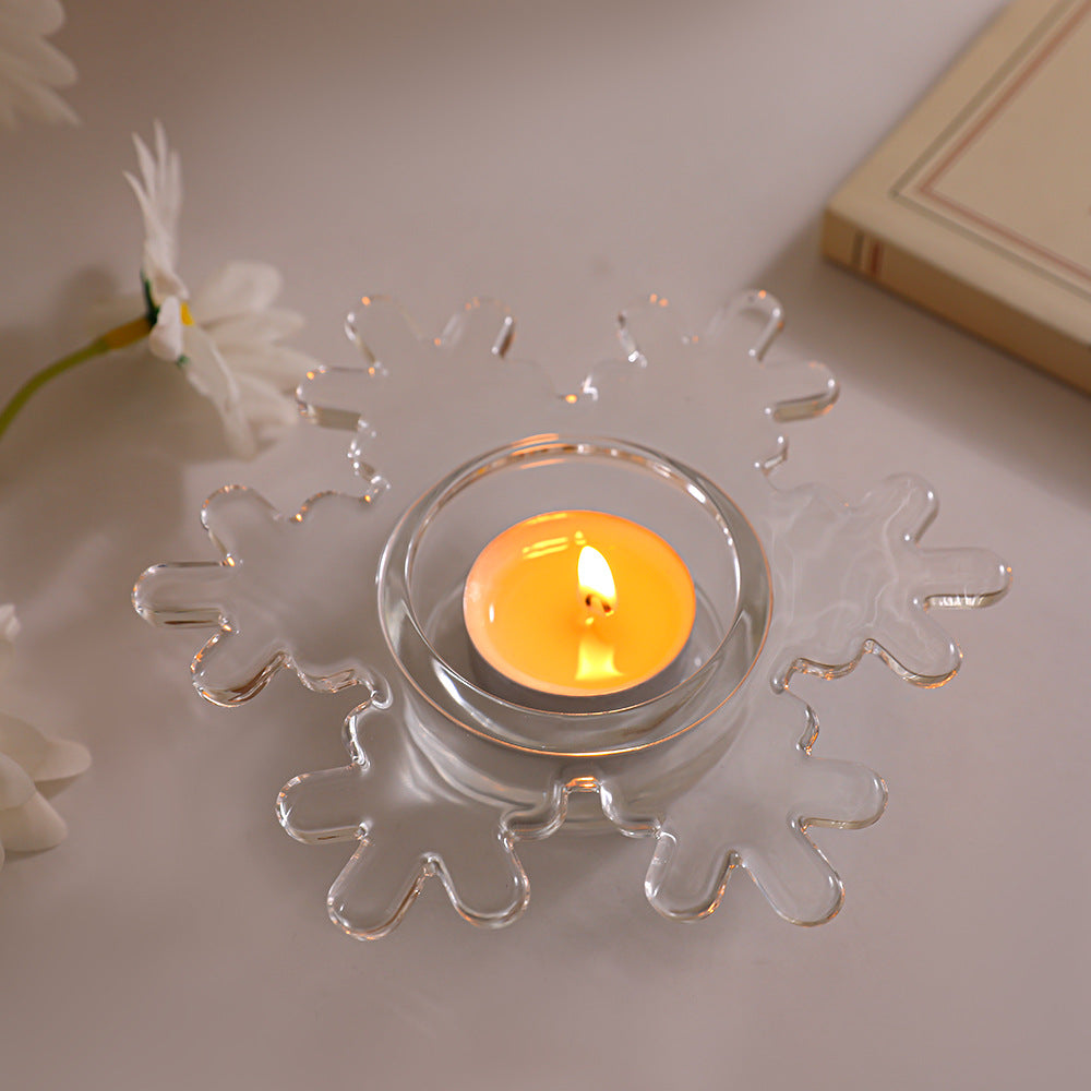 Snowflake-Shaped Glass Tealight Candle Holder Bowlift