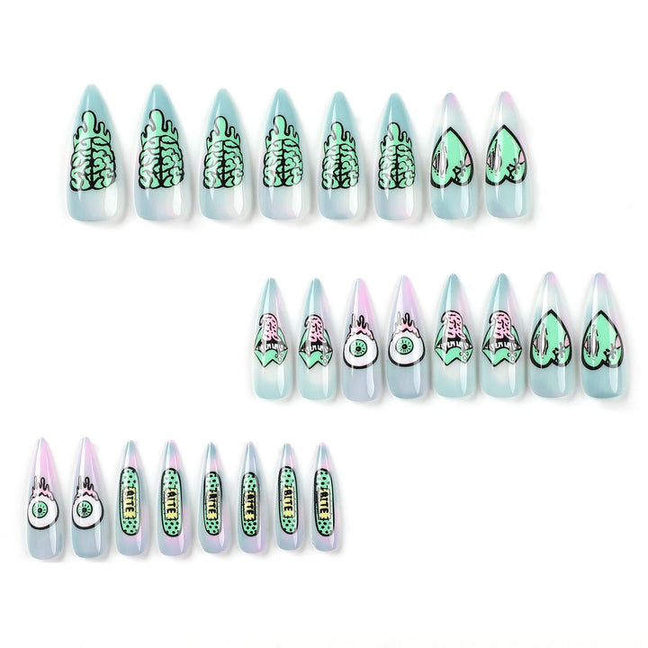 Artistic stiletto nails with creative designs and intricate detailing Bowlift