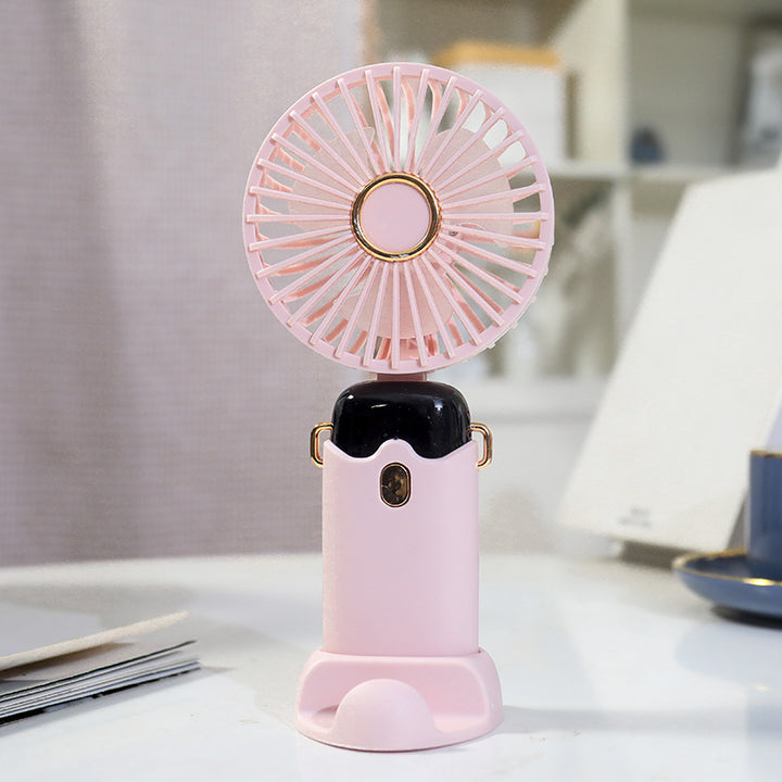 Women's Portable Hand Fan with Integrated Spray Function and USB Charging Option Bowlift