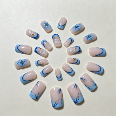 Floral-Themed Press-On Nail Art Bowlift