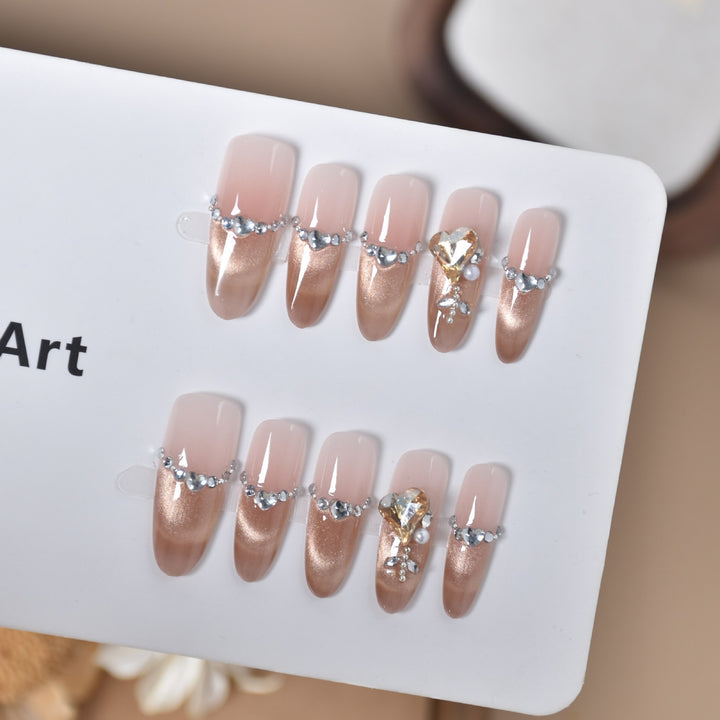 Decorative Rhinestone Press-On Nails Bowlift