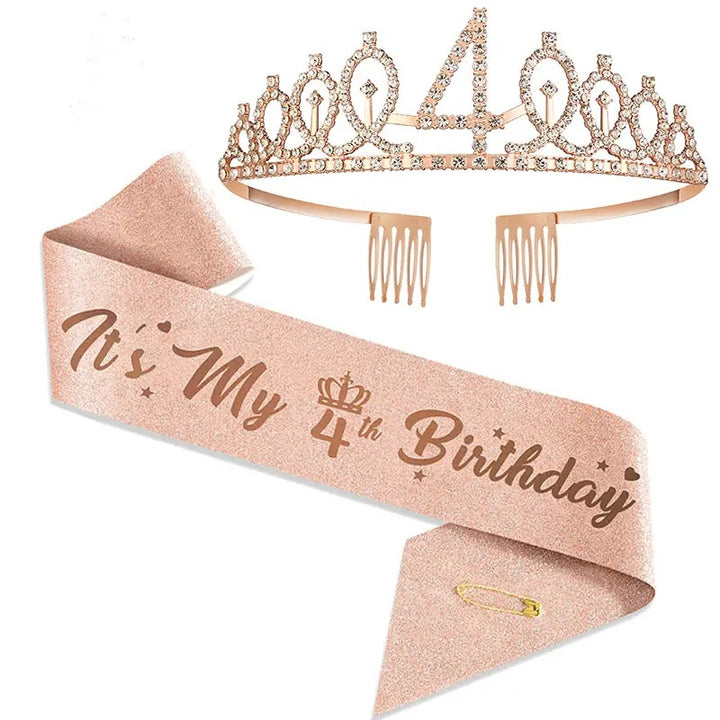 Women Glittering Tiaras with Festive Birthday Banner Bowlift