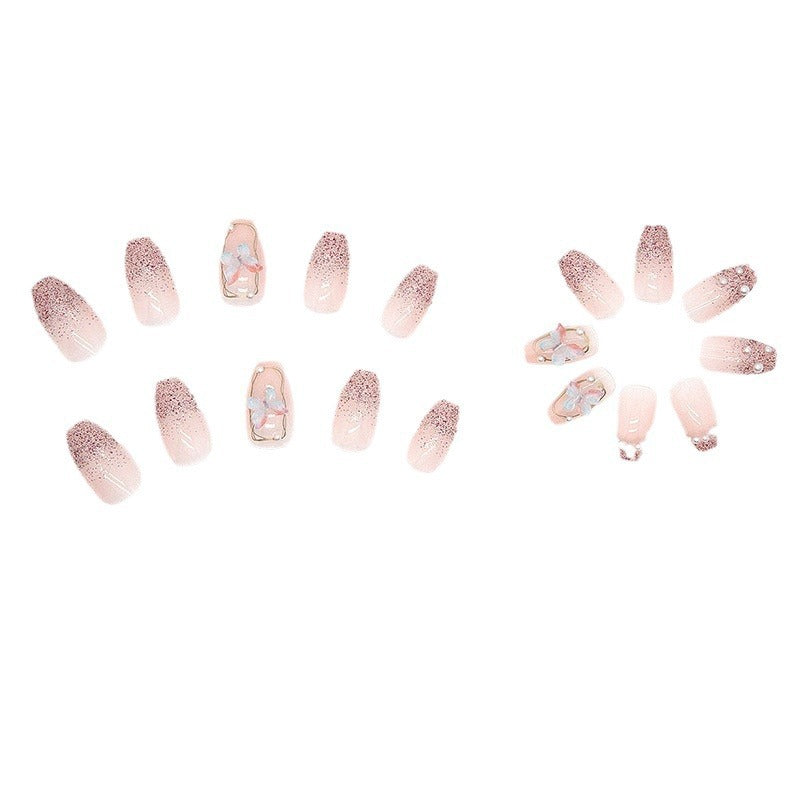 Artificial nails with elegant ombre design and delicate accents Bowlift