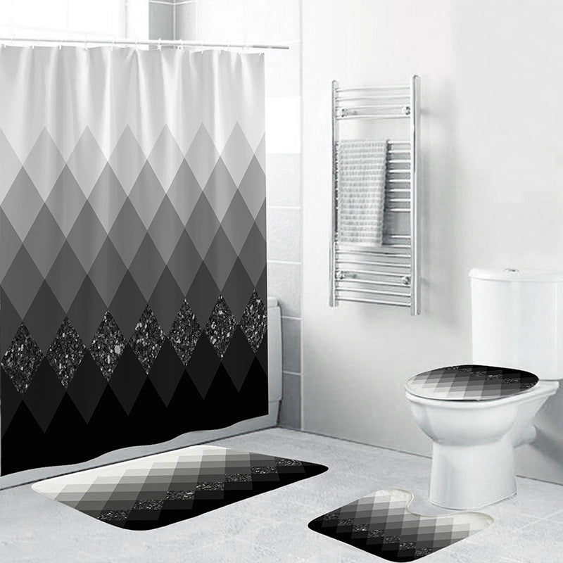 Geometric Pattern Bathroom Accessory Set Bowlift
