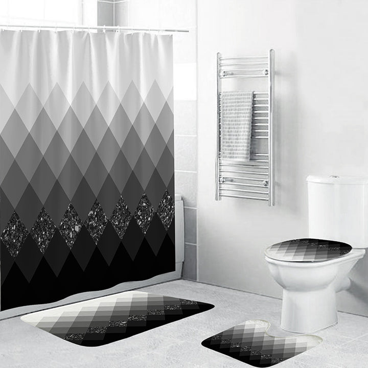 Geometric Pattern Bathroom Accessory Set Bowlift