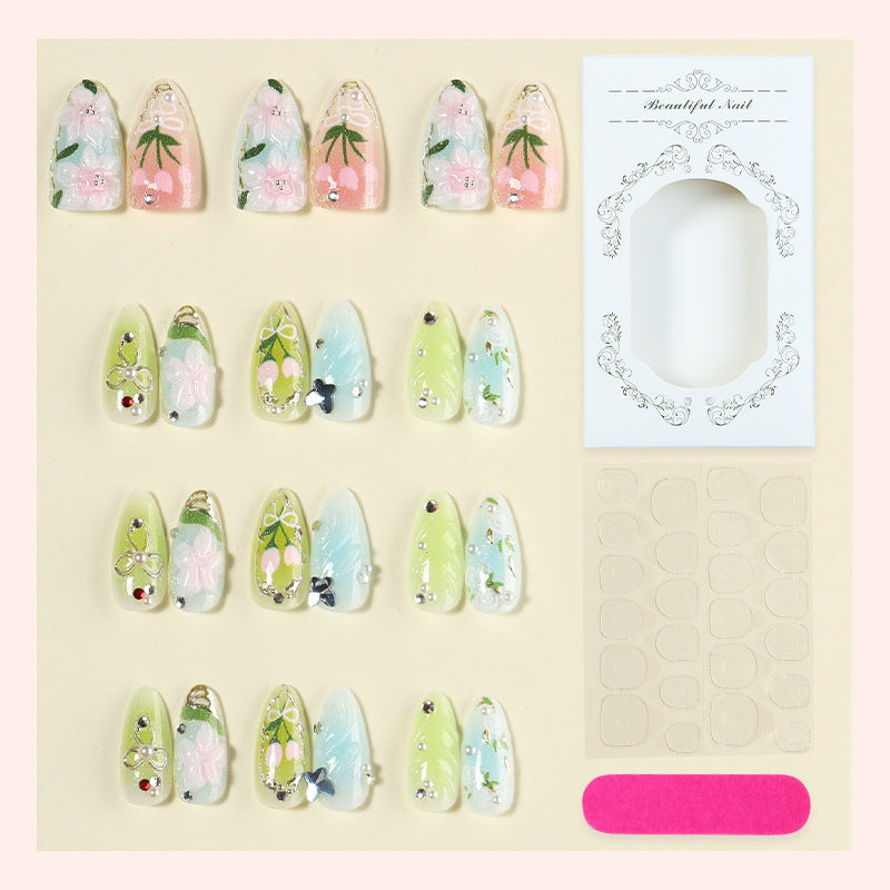 Floral Articulated Press-On Nail Set Bowlift