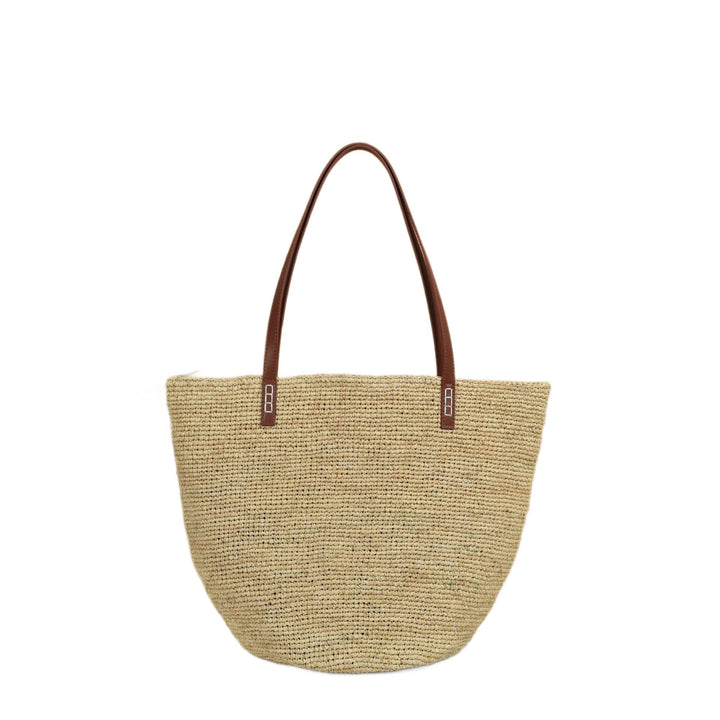 Handwoven jute bag with leather handles Bowlift