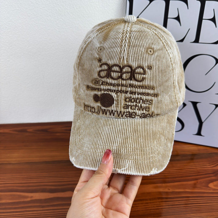 Women's Distressed Corduroy Baseball Cap Bowlift