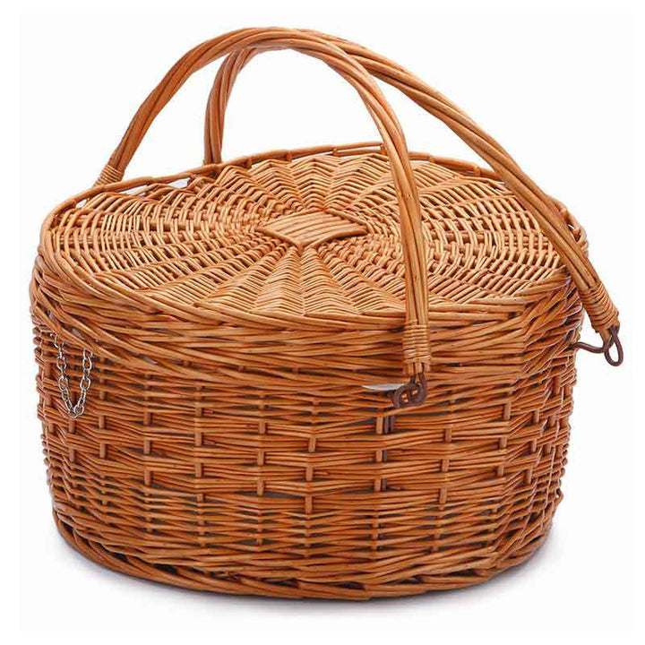 Women Handcrafted Basket with Practical Lid Bowlift