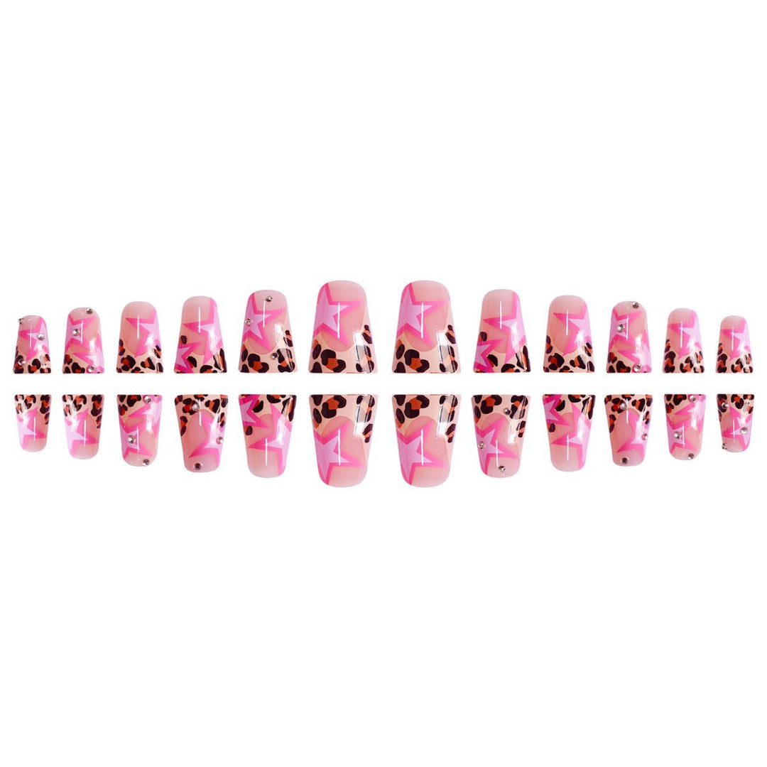Artistic Star-Embellished Press-On Nail Set Bowlift