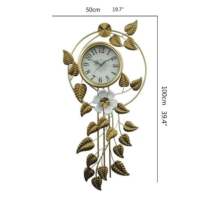 Decorative Wall Clock with Floral Accents Bowlift