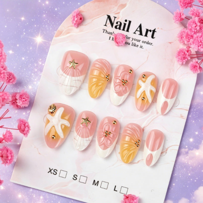 Artistic Press-On Nail Set with Unique Summer Designs Bowlift