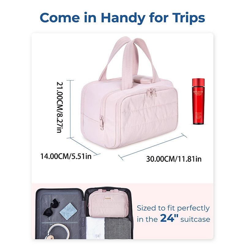 Cosmetic organizer bag with insulated lining Bowlift