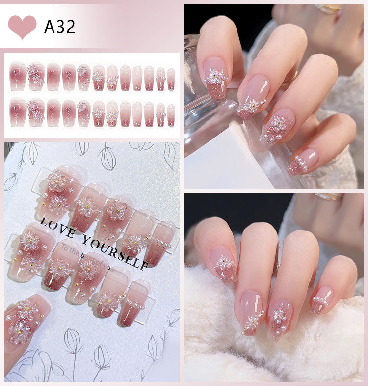 Decorative Floral Press-On Nail Tips Bowlift