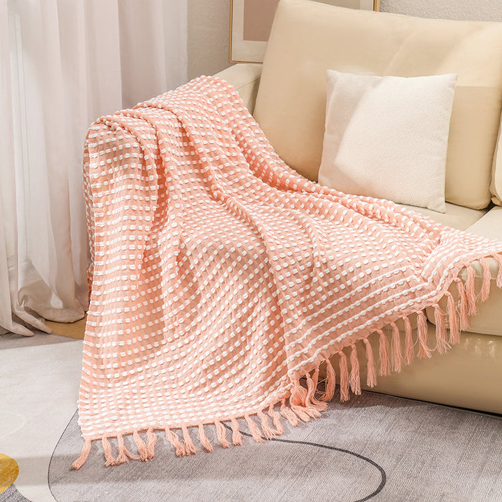 Women's Structured Throw Blanket with Fringes Bowlift