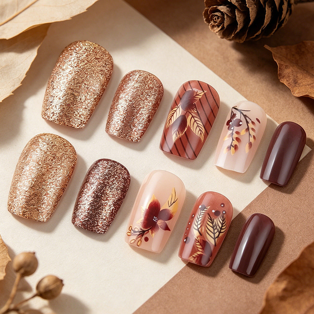 Elegant Artistic Press-On Nail Set Bowlift