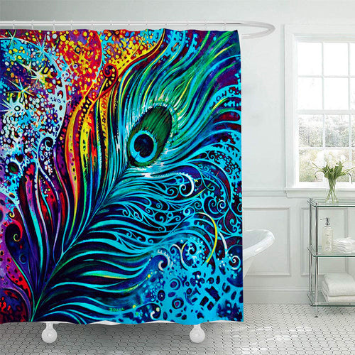Artistic Peacock Feather Shower Curtain Bowlift