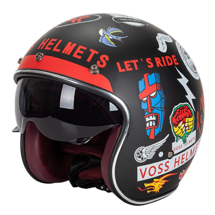 Classic Jet-Style Motorcycle Helmet Bowlift