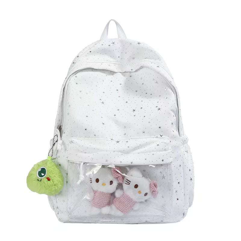 Transparent Pocketed Star-Pattern Backpack Bowlift