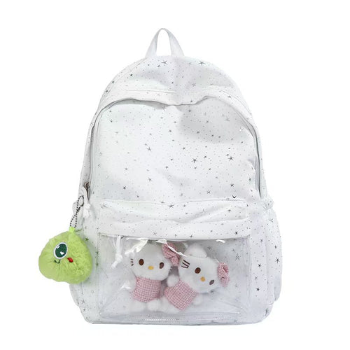 Transparent Pocketed Star-Pattern Backpack Bowlift