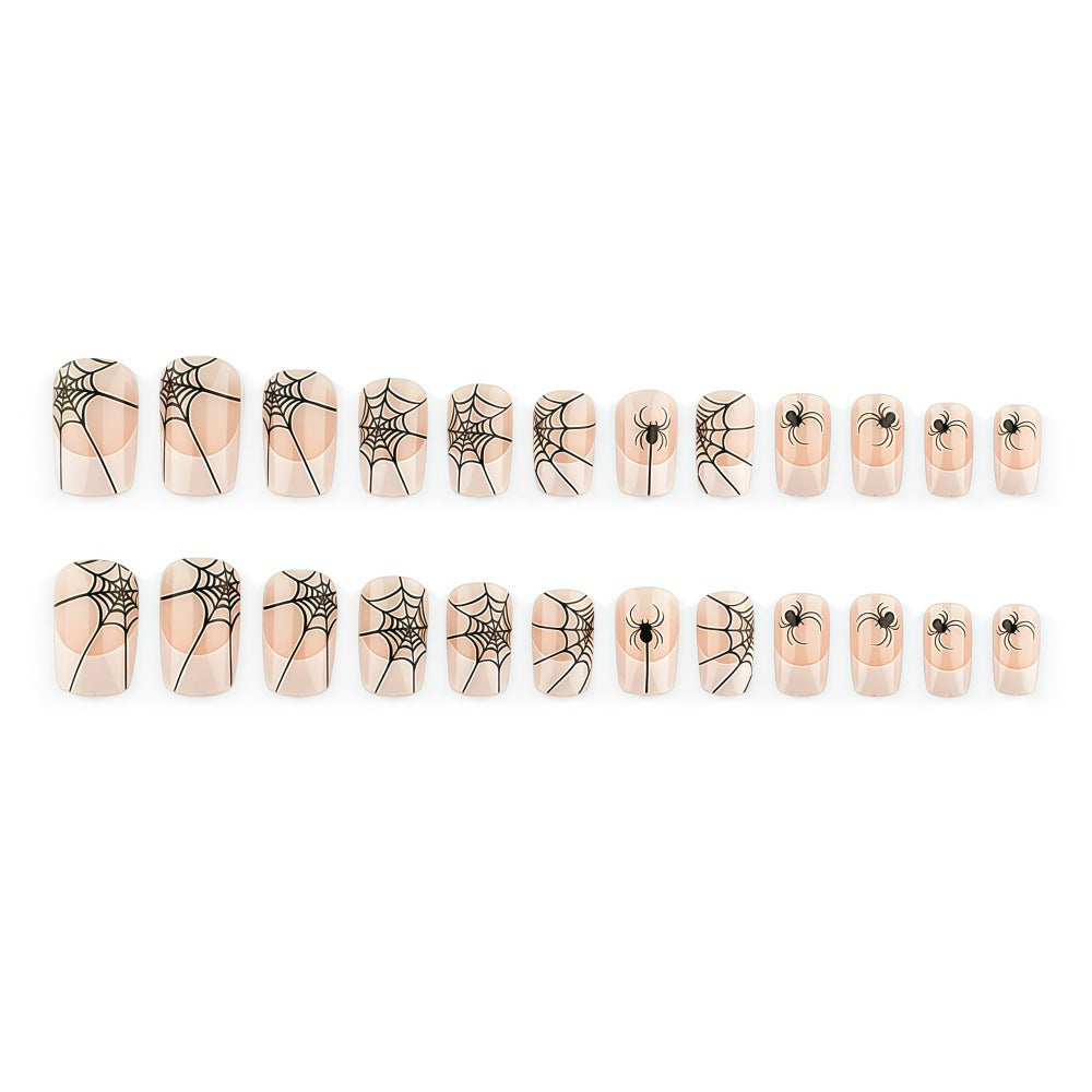 Halloween Artificial Nail Set with Spider Web Design Bowlift