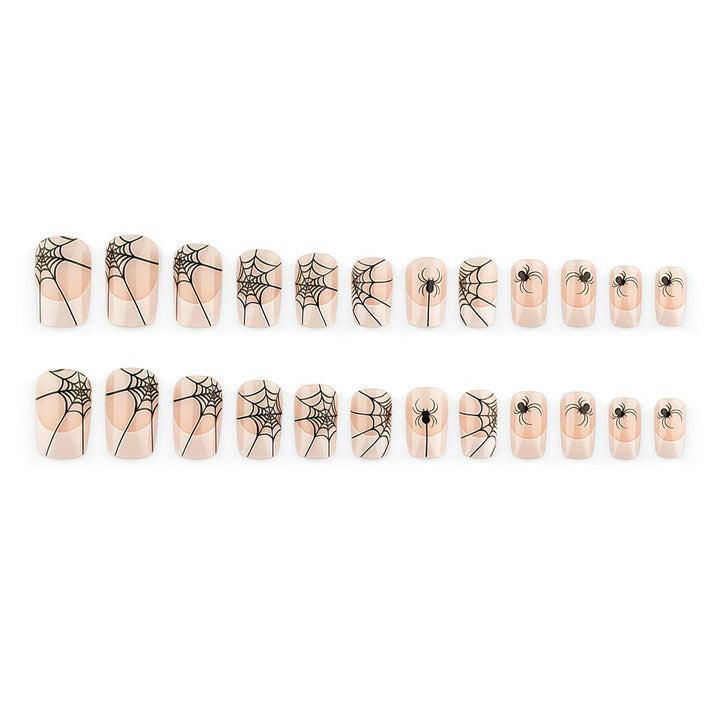 Halloween Artificial Nail Set with Spider Web Design Bowlift