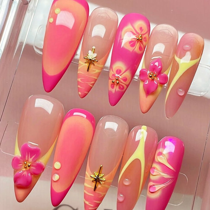 Artistic nail tips with floral and abstract designs Bowlift