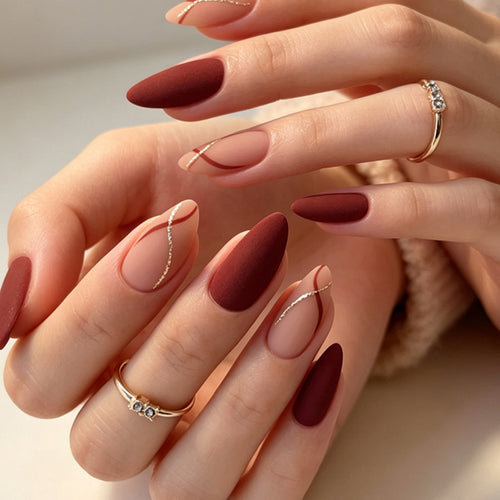 Elegant Artistic Press-On Nail Set Bowlift