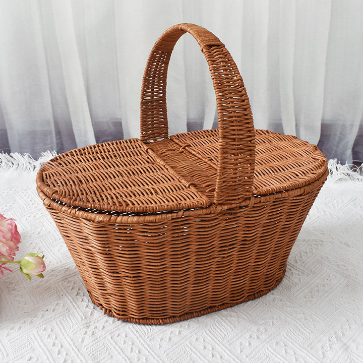 Handcrafted Woven Picnic Storage Basket Bowlift