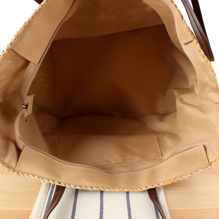 Designer basket bag with elegant leather handles Bowlift