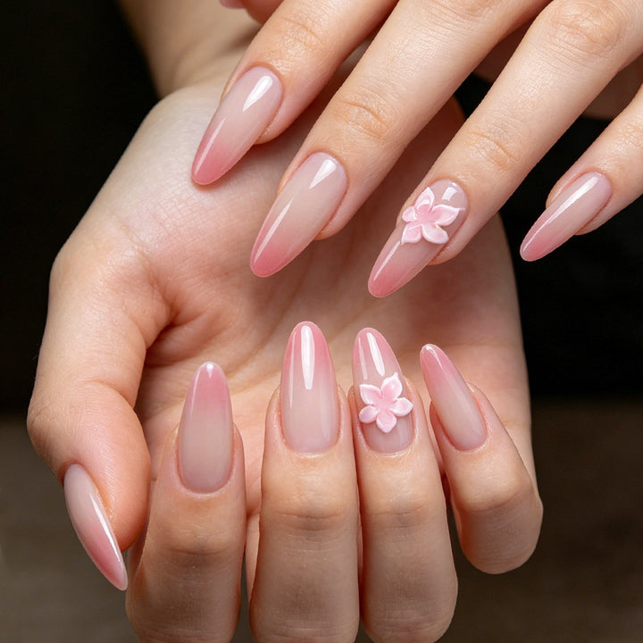 Elegant Floral Press-On Nails Bowlift