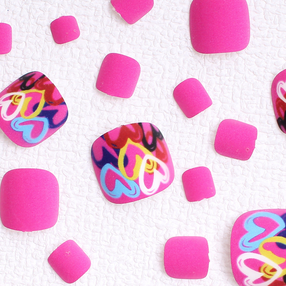 Artistic Heart-Designed Press-On Toenails Bowlift