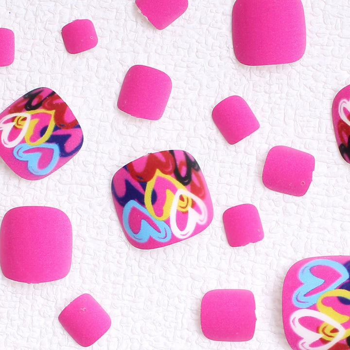 Artistic Heart-Designed Press-On Toenails Bowlift