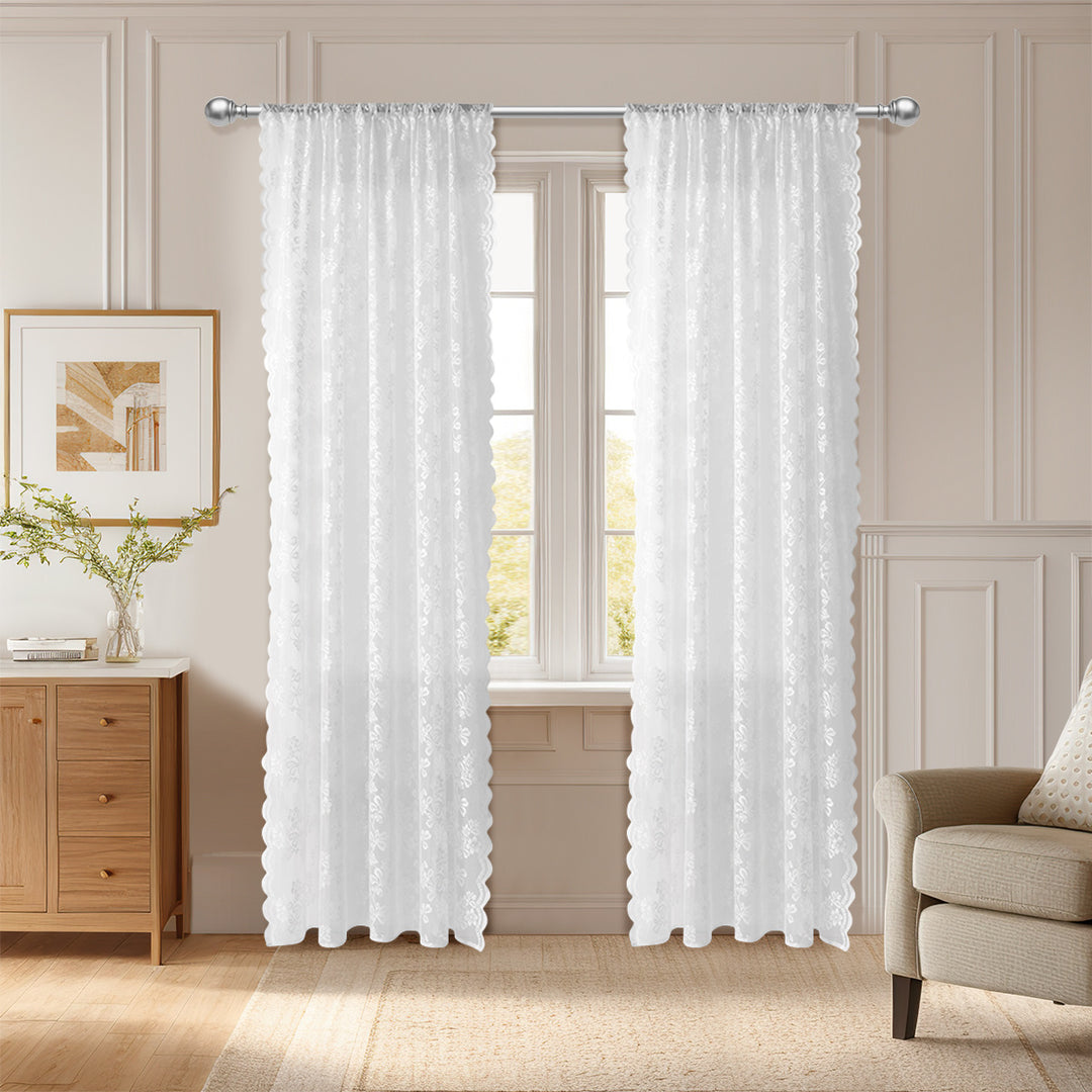 Floral Sheer Lace Window Curtains