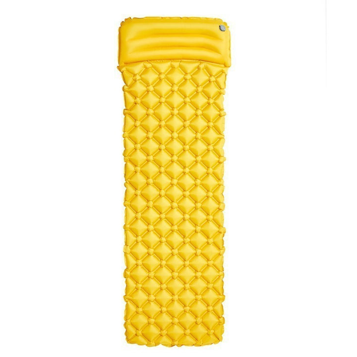 insulated inflatable camping sleeping pad with integrated headrest and quilted anti-slip surface Bowlift